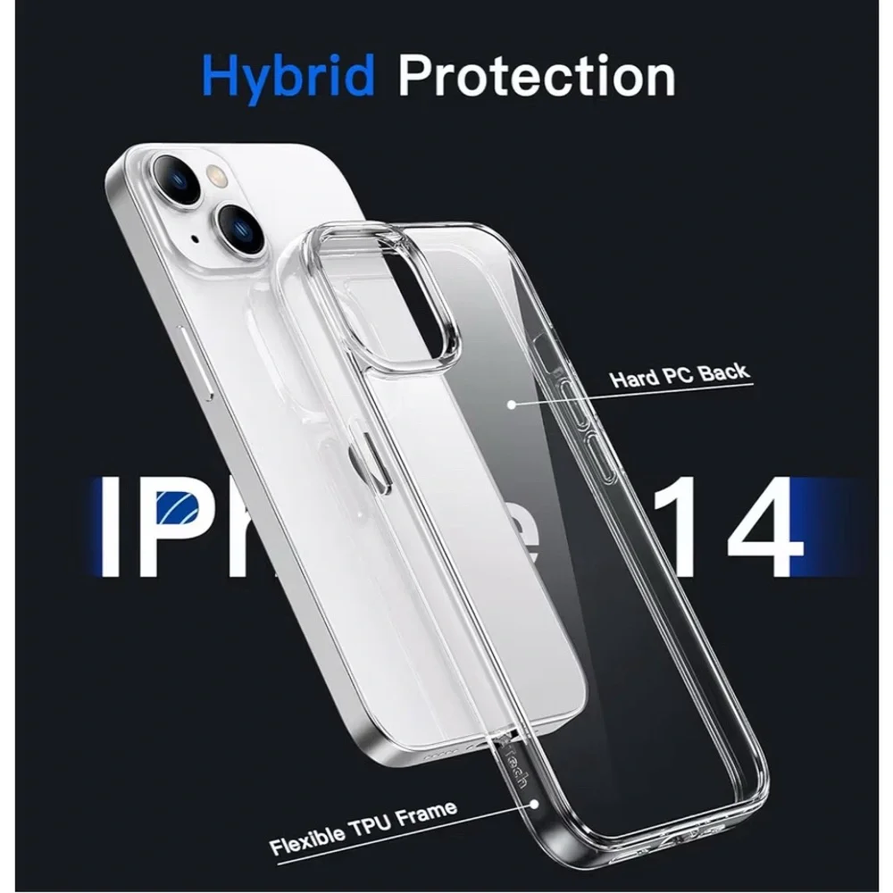 💖5 for $25💖JETech Clear Cell Phone Case for iPhone 14 – Shock Absorbing, Slim